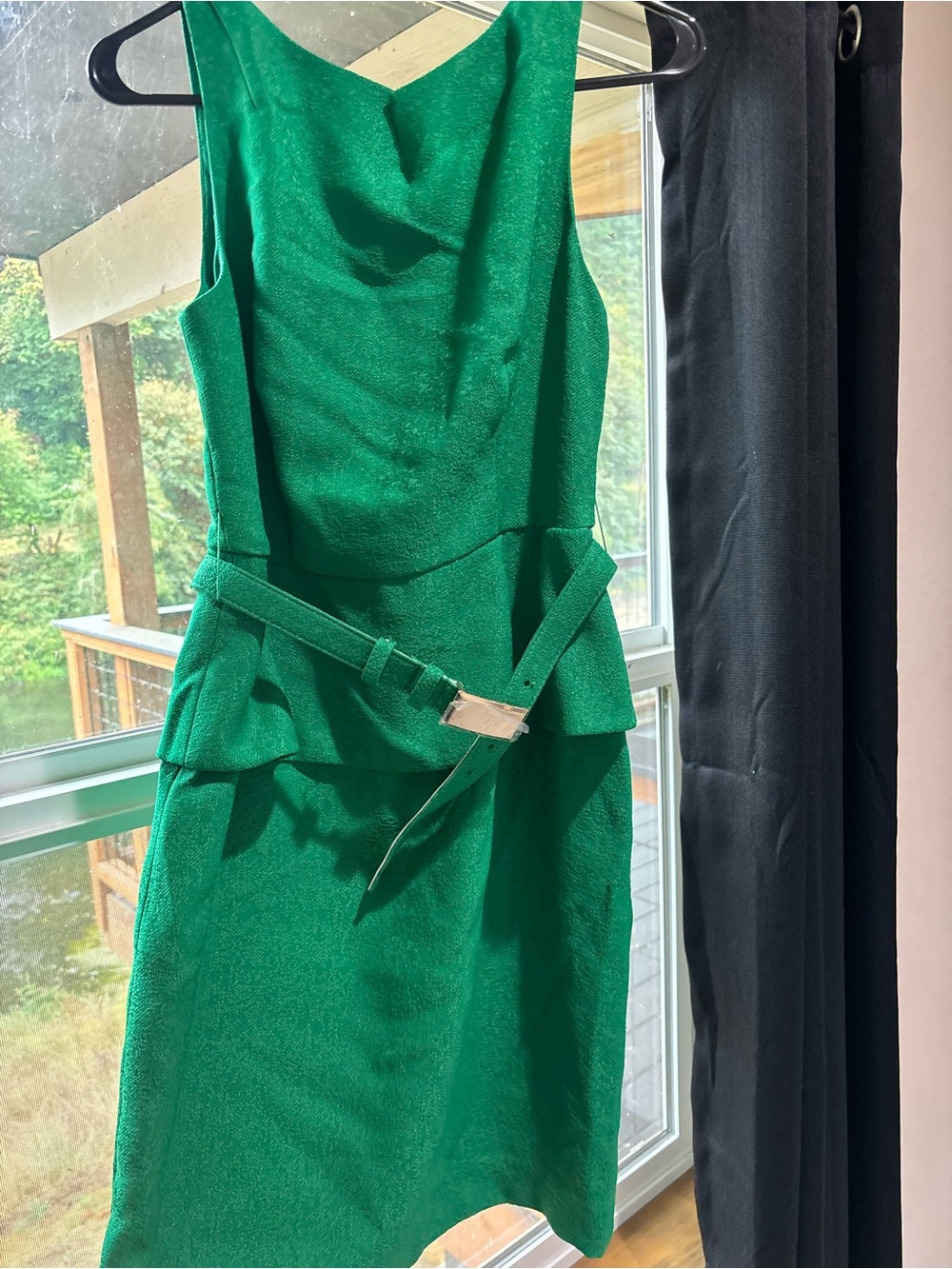 The Limited Emerald Green Sleeveless Peplum Belted Sheath Dress